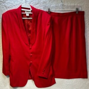 Worthington Women’s Red Blazer Skirt Set Size 10/12